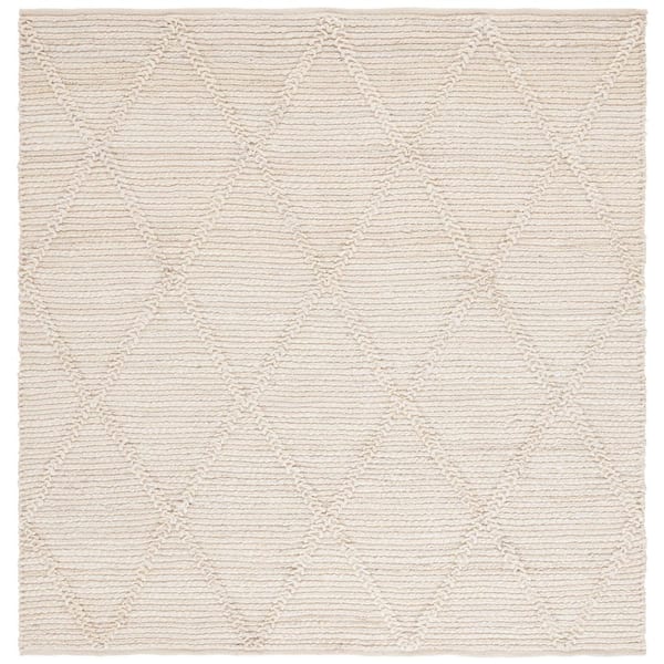SAFAVIEH Martha Stewart Natural 6 ft. x 6 ft. Oversized Diamond High-Low Square Area Rug