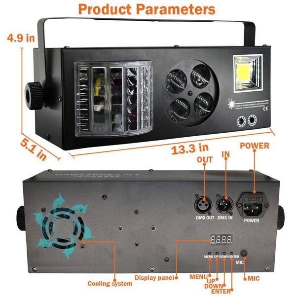 Lukyamzn RGBW 4 in 1 DJ Lights, Mixed Effect Sound Activated Stage