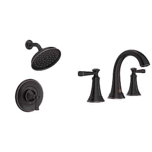 Rumson 8 in. Widespread Bathroom Faucet and Single-Handle 1-Spray Shower Faucet in Legacy Bronze (Valve Included)