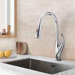 Single Handle Single Hole Top-Mount Pull-Out Sprayer Kitchen Faucet in Chrome
