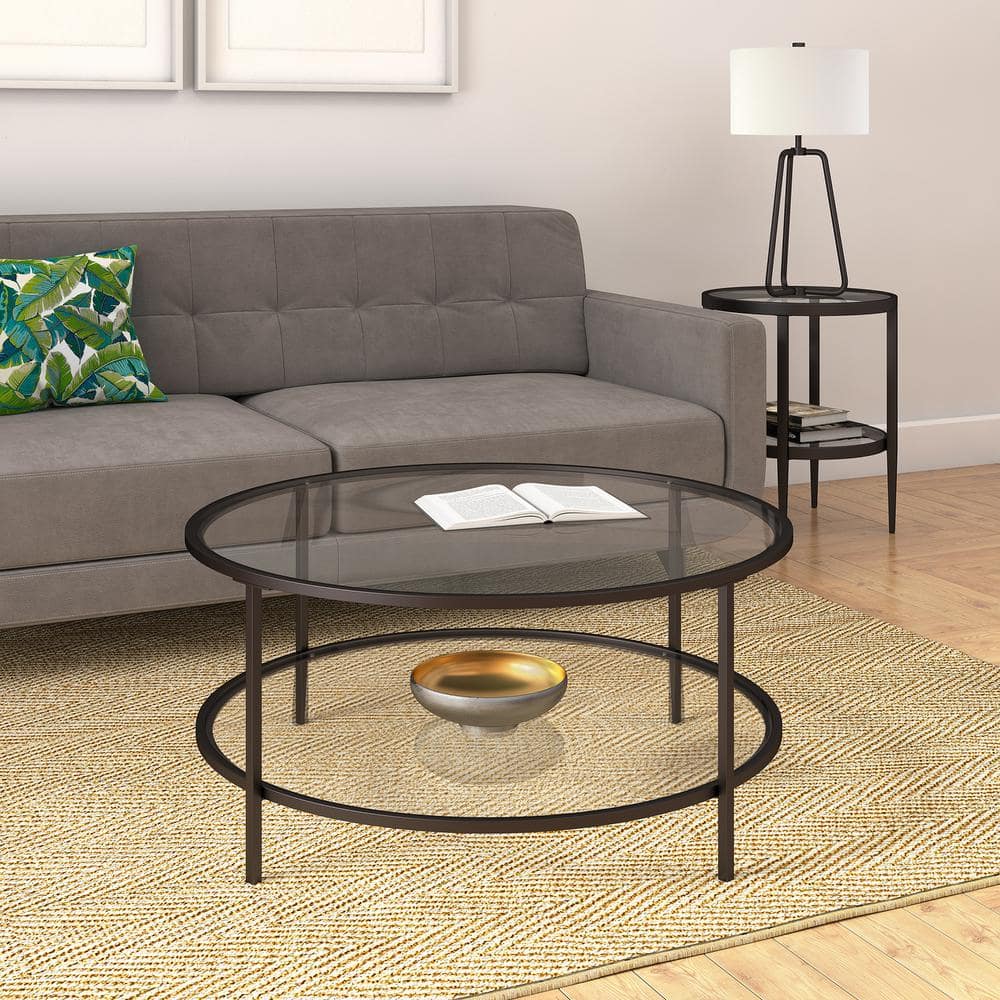 36" Blackened Bronze Square Glass Coffee Table