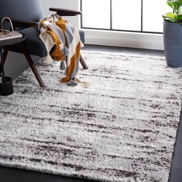 Berber Shag Grey/Dark Grey 9 ft. x 12 ft. Distressed Area Rug