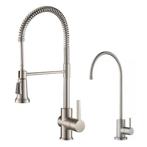 Britt Commercial Style Kitchen Faucet and Purita Water Filter Faucet Combo in Spot Free Stainless Steel