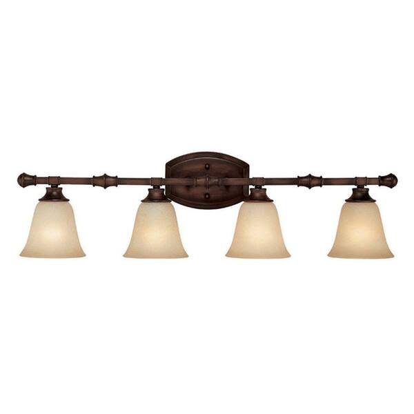 Filament Design Odios 4-Light Burnished Bronze Bath Vanity Light with Mist Scavo Glass