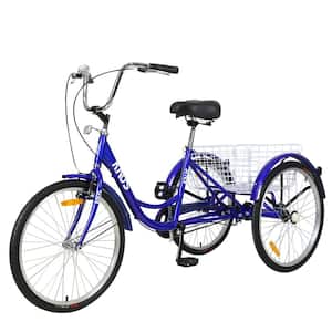 VEVOR Adult Tricycle 20 inch, 7-Speed Three Wheel Bikes, Yellow Tricycle  with Bell Brake System, Bicycles with Cargo Basket for Shopping 