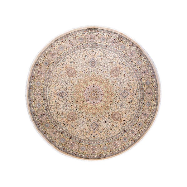 Solo Rugs One-of-a-Kind Traditional Beige 8 ft. x 8 ft. Hand Knotted Oriental Area Rug