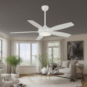 Espace 52 in. Integrated LED Indoor White Ceiling Fan with Light with Remote Control