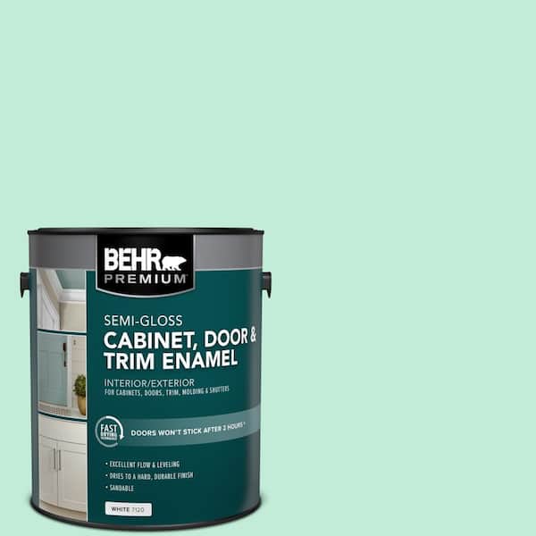 BEHR PREMIUM 1 gal. #470A-2 Seafoam Pearl Semi-Gloss Enamel Interior/Exterior Cabinet, Door & Trim Paint