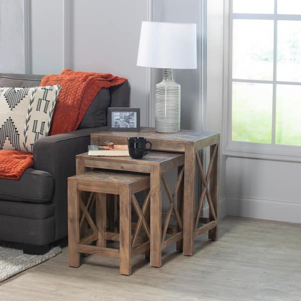 Hillsdale Furniture Wilkerson 22in. Brown Wood 3 Piece Nesting End Table Set
