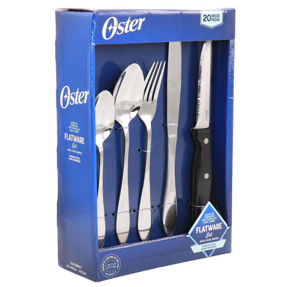 Cibeat 48 Piece Silverware Set with Steak Knives, Stainless Steel