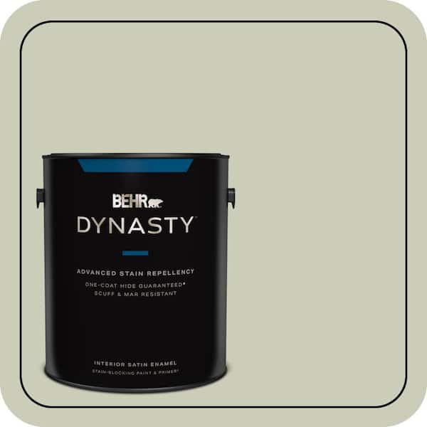 BEHR DYNASTY 1 gal. #S380-2 Morning Zen Satin Enamel Interior Stain-Blocking Paint and Primer
