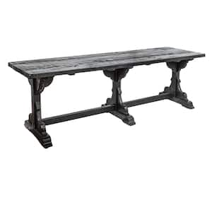 Satin Black Pine Wood 97 in. Trussel Trestle Legs Dining Table Seats 8