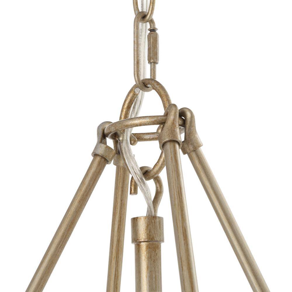 White Gold 3-Light Pendant with Clear Glass Shade