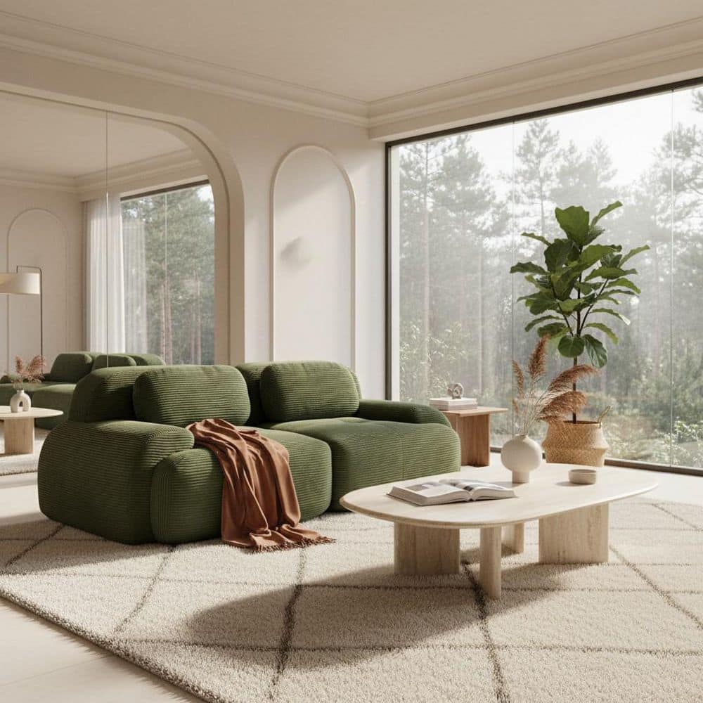 Homy Casa SMZO 81.8 in. Corduroy Modular Sectional Sofa with
