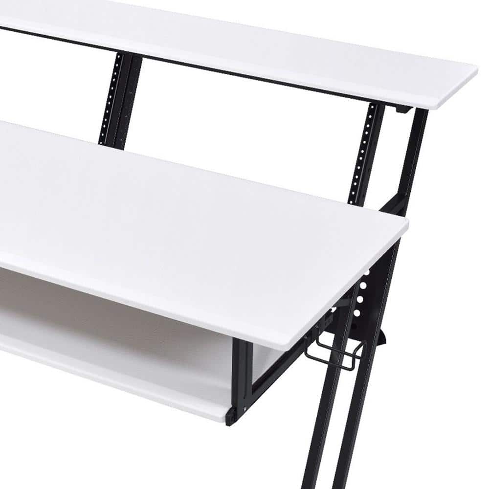 Suitor 53'' White Wood Music Studio Desk with Keyboard Tray