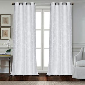 White Solid Grommet Room Darkening Curtain - 38 in. W x 84 in. L (Set of 2)