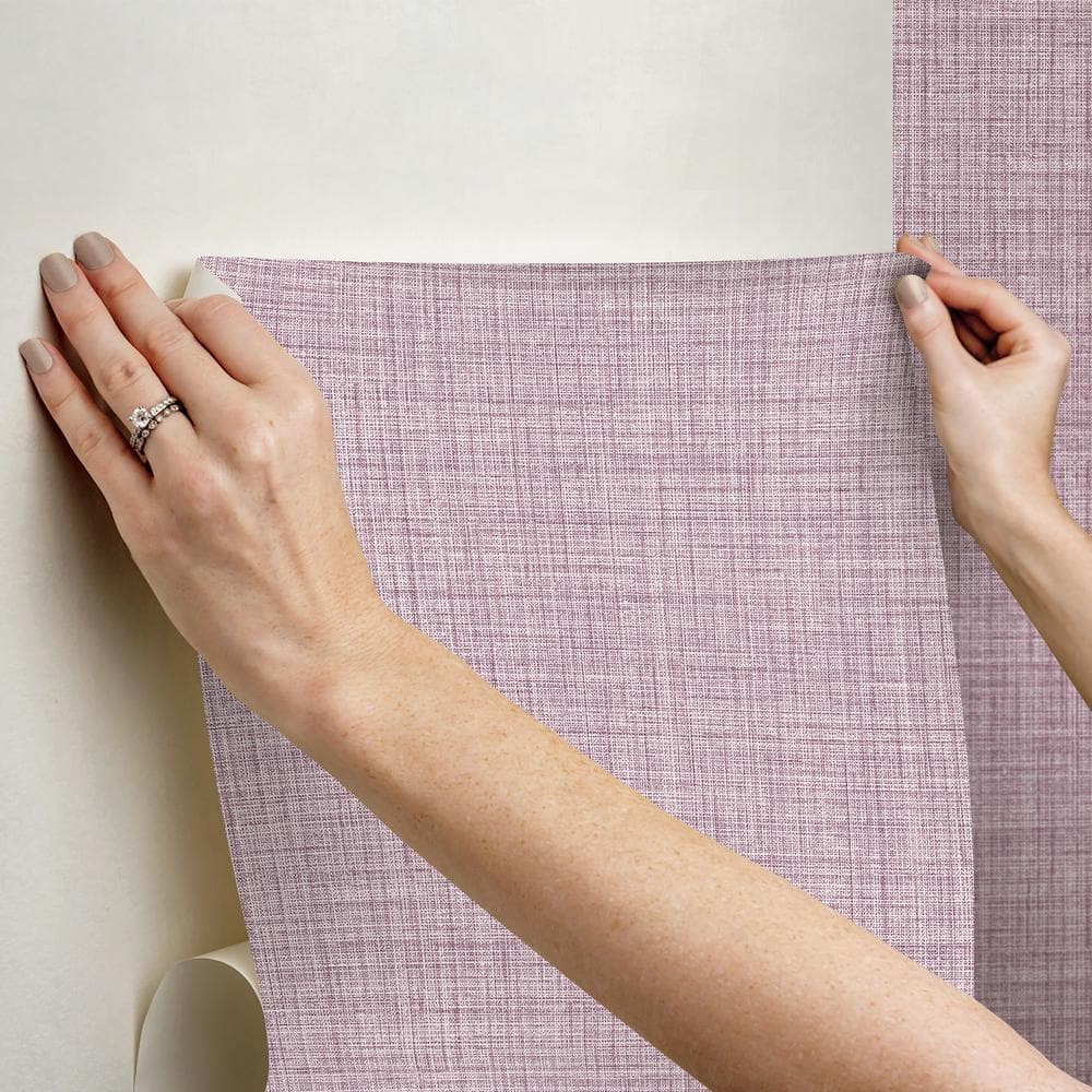Purple Textured Faux Fabric Peel and Stick Wallpaper