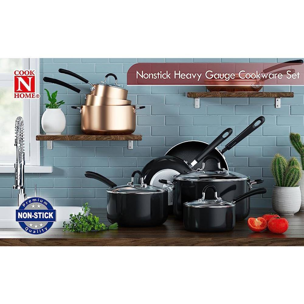 3 Quart Black Aluminum Non-stick Saucier with Glass Lid