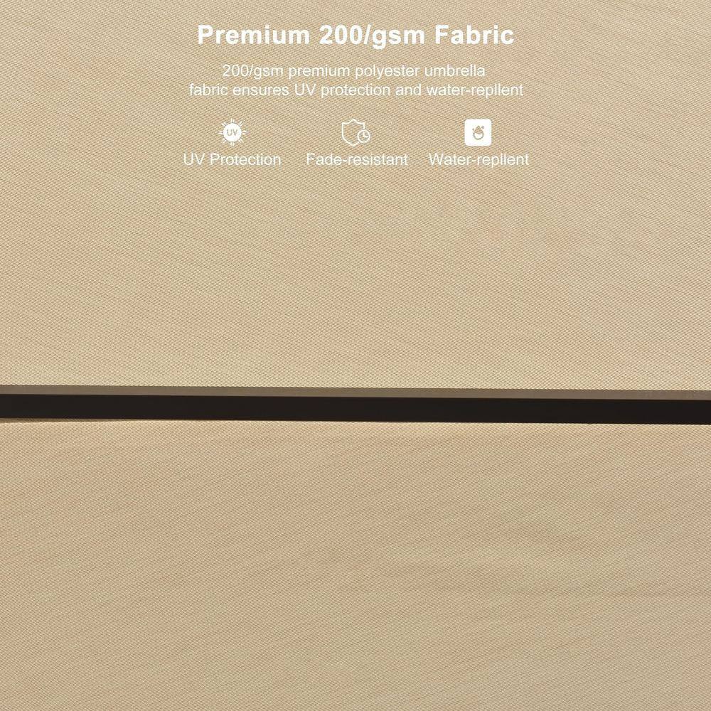 Beige 9FT Aluminum Patio Umbrella with Dual Tilt Mechanism