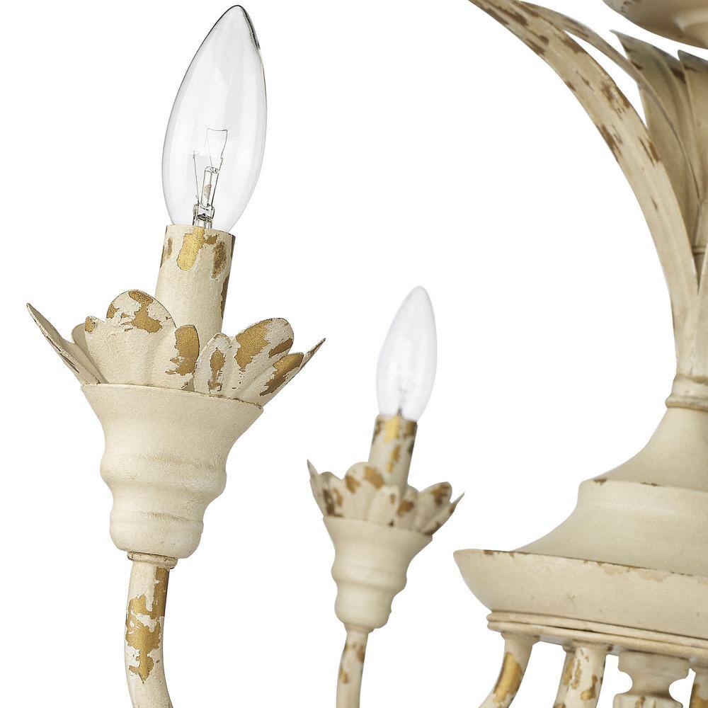 Lillianne Antique Ivory 6-Light Glass Semi-Flush Mount
