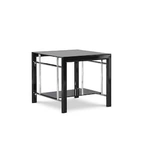 Henny Gloss Black Frame End Table with 10mm Black Glass Top