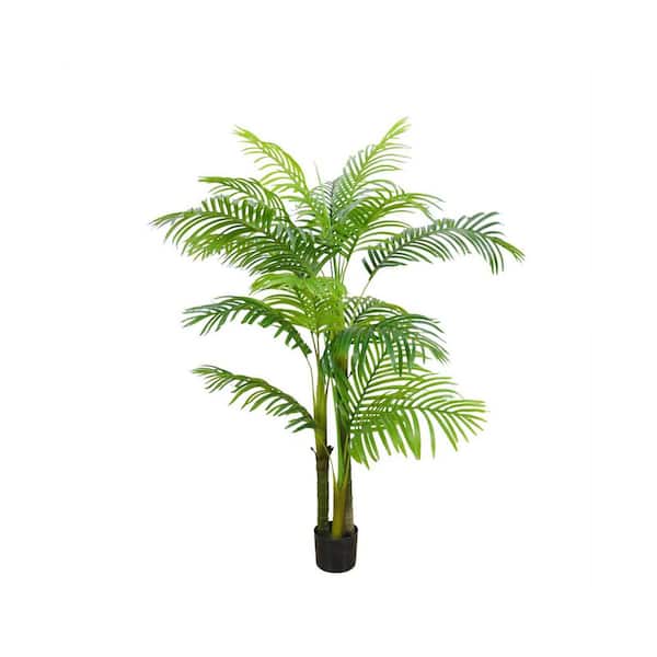 Garvee 4. 9 ft. Artificial Palm Tree, Large Tropical Palm Faux Plant In Pot With Trunks And Realistic Leaves, Palm Tree
