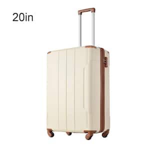 20 in. Brown White Light-Weight Hardshell Luggage Spinner Suitcase with TSA Lock (Single Luggage)