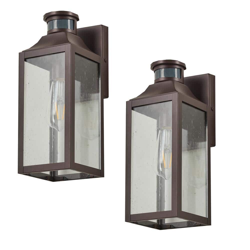 Oil Rubbed Bronze Motion Sensing Outdoor Wall Outlet Wall Sconce with No Bu