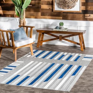 Laurie Colorful Striped Light Gray 8 ft. x 10 ft. Indoor/Outdoor Area Rug