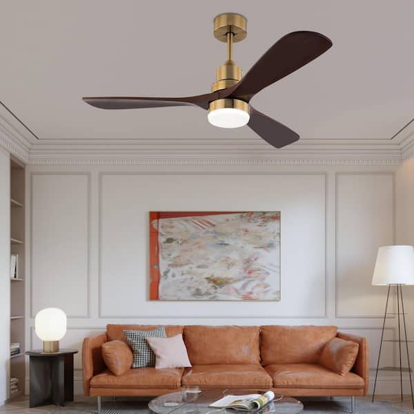 48 in. Indoor Dark Brown and Copper Modern Ceiling Fan with 3-Color Temperature Integrated LED Light Source and Remote