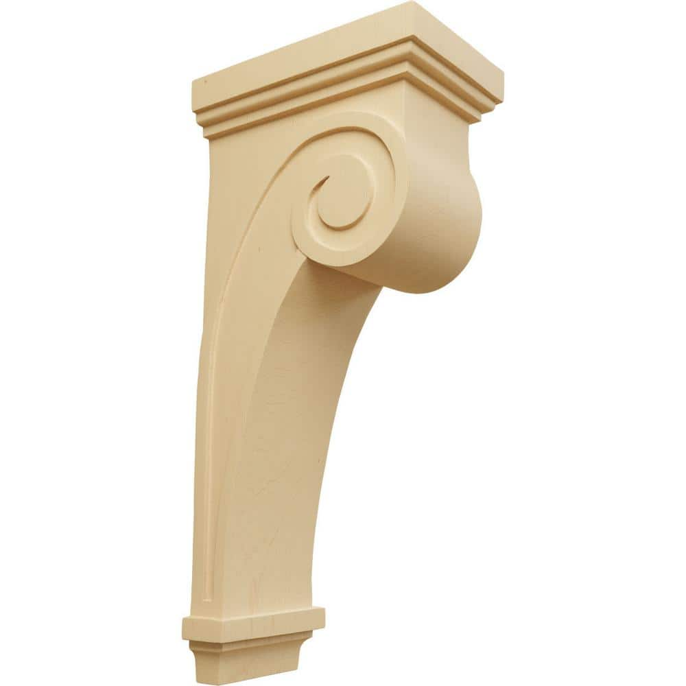 Ekena Millwork 10 in. x 6-1/4 in. x 22 in. Unfinished Wood Alder Scroll Corbel