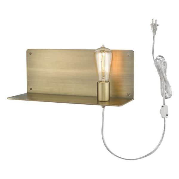 6 in. Gold Indoor Plug-in Sconce with No Bulbs Included