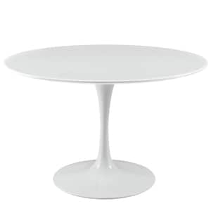 47 in. Lippa in White Round Wood Top Dining Table