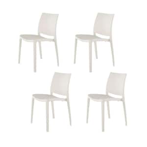Sensilla White Stackable Resin Outdoor Dining Chair (4-Pack)