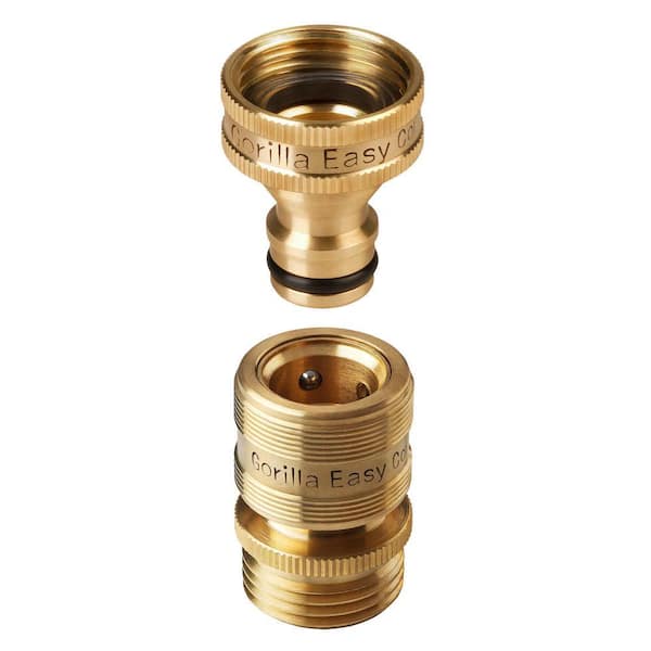 3/4 Inch Standard GHT Solid Brass Garden Hose Quick Connect Set for Hoses, Faucets and Accessories. (1 Set)
