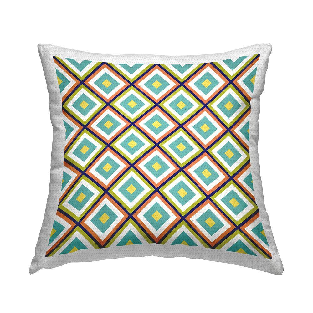 Fun Blue Geometric Pattern Multi-Color Square Outdoor Throw Pillow price history on PriceWatchPro