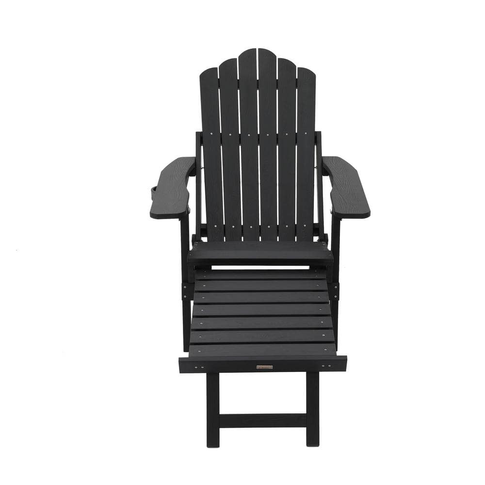 Reviews for Clihome Black Folding Plastic Outdoor Adirondack Chair with