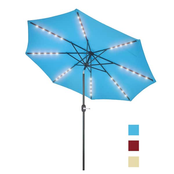 UPHA 10 ft.Steel Metal Market Crank and Tilt Patio Umbrella in Blue