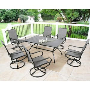 Rectangle Metal 60 in. x 38 in. x 28 in. Outdoor Dining Table with Umbrella Hole