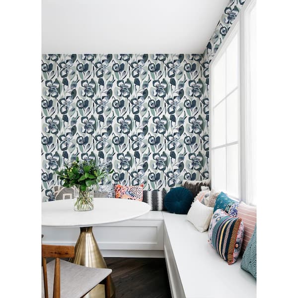 Blue Nathalie Abstract Blooms Wallpaper Sample