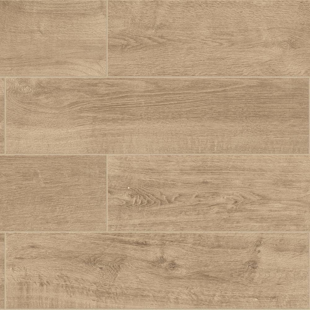 Meadow Wood Soft Brown 6 in. x 24 in. Glazed Porcelain Floor and Wall Tile 