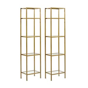 73 in. Soft Gold/Clear Metal 4-shelf Etagere Bookcase with Open Back