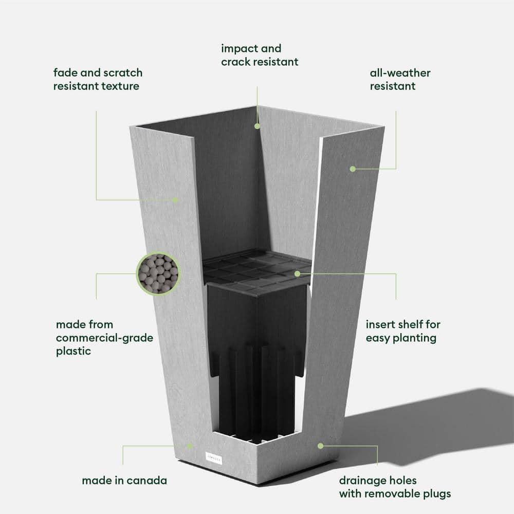 Contemporary Midland 30" Square Gray High-Grade Plastic Planter