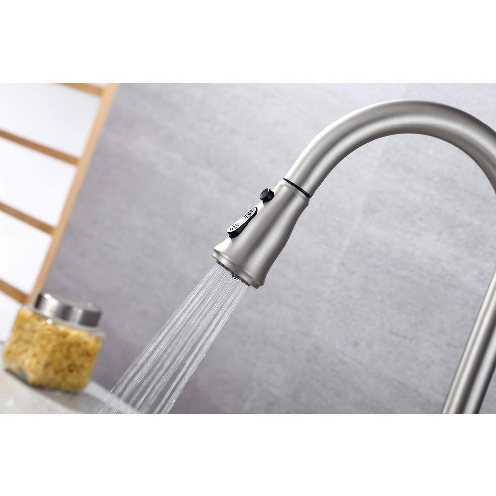 Brushed Nickel Single Handle Pull-Down Kitchen Faucet with Spray
