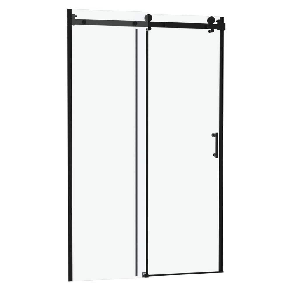 48 in. W x 76 in. H Sliding Framed Shower Door in Matte Black Finish with Tempered Glass price history on PriceWatchPro