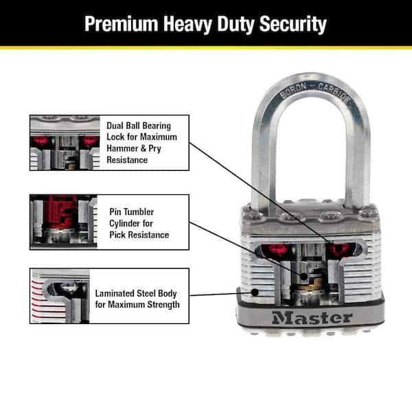 Master Lock Heavy Duty Outdoor Padlock with Key, 2 in. Wide, 1-1/2 in.  Shackle, 3 Pack M5XTRILFCCSEN - The Home Depot