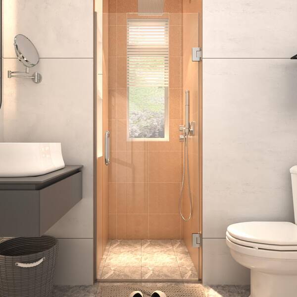 Xspracer Victoria 28 to 28-3/16 in. W x 72 in. H Pivot Swing Frameless Shower Doors in Chrome with Clear Glass