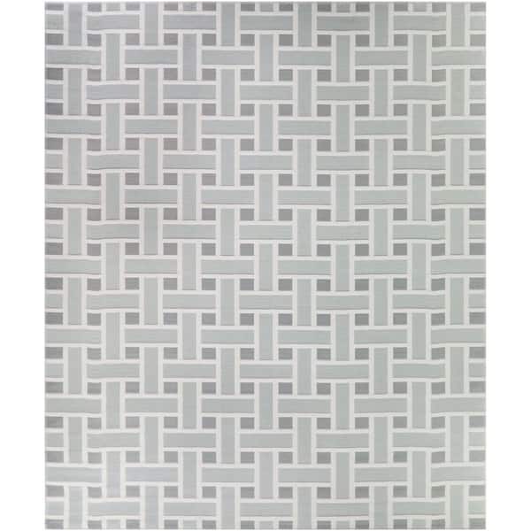 Ayala Blue 7 ft. 10 in. x 10 ft. Modern Geometric Indoor/Outdoor Area Rug