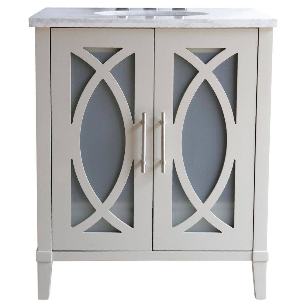 Brea 30 in. W x 22 in. D x 36 in. H Single Vanity in Light Gray with Carrara Marble Vanity Top in White with White Basin price history on PriceWatchPro