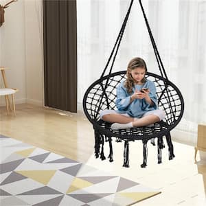 2.7 ft. Portable Hanging Hammock Chair Hammock without Stand in Black